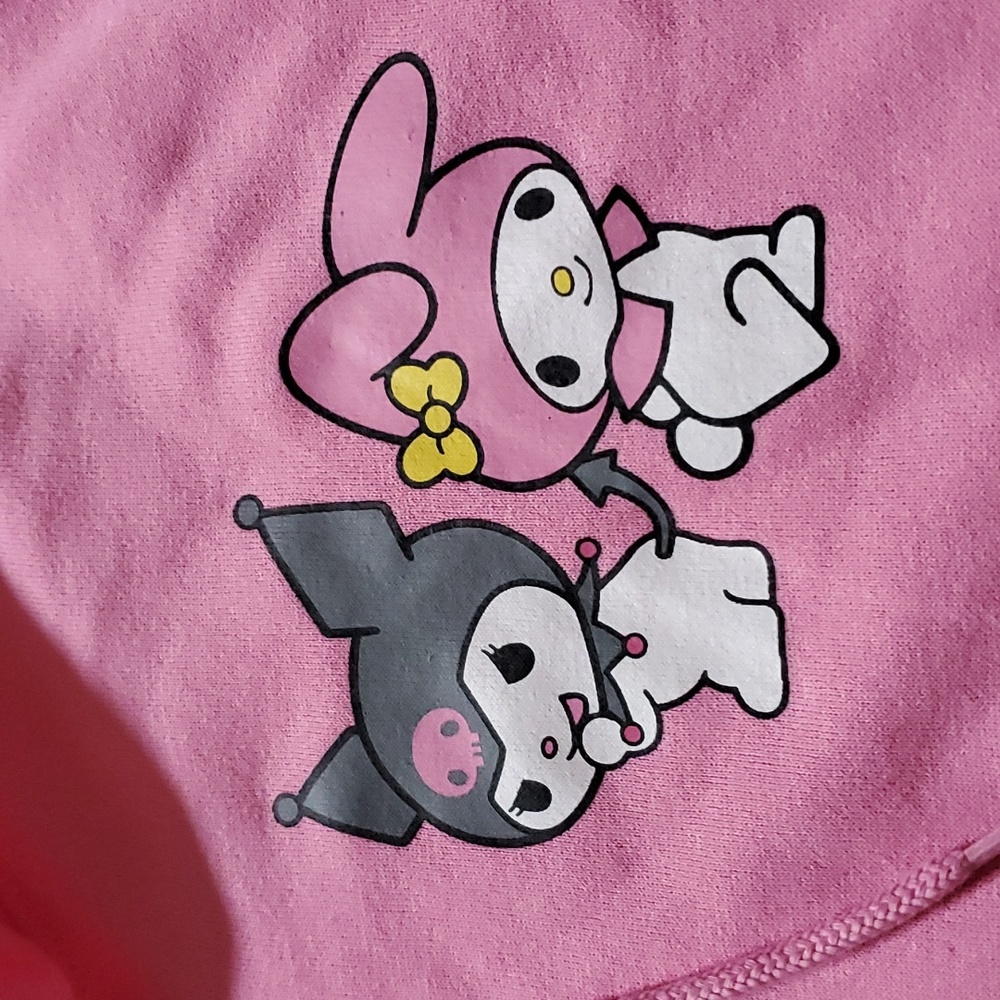 🆕️ SANRIO KUROMI AND MY MELODY PINK ZIP UP HOODED SWEATER 💕 - Picture 5 of 8